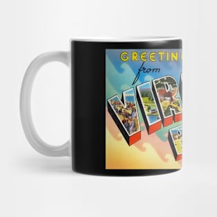 Greetings from Virginia Beach, Virginia. This digitally restored 1930's era vintage postcard is perfect gift for the Virginia Beach, Va lover and features many VB landmarks. #vbstrong Mug